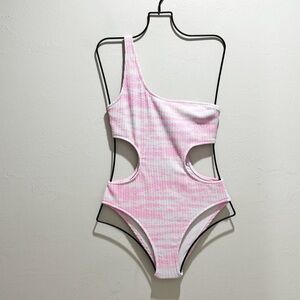 PINK VICTORIA’S SECRET Women’s Pink Stripe One Shoulder Cut Out Swimsuit Size S